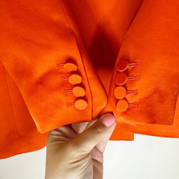 Jonathan Simkhai Norah Double Breasted Satin Orange Blazer 0 - Picture 9 of 11